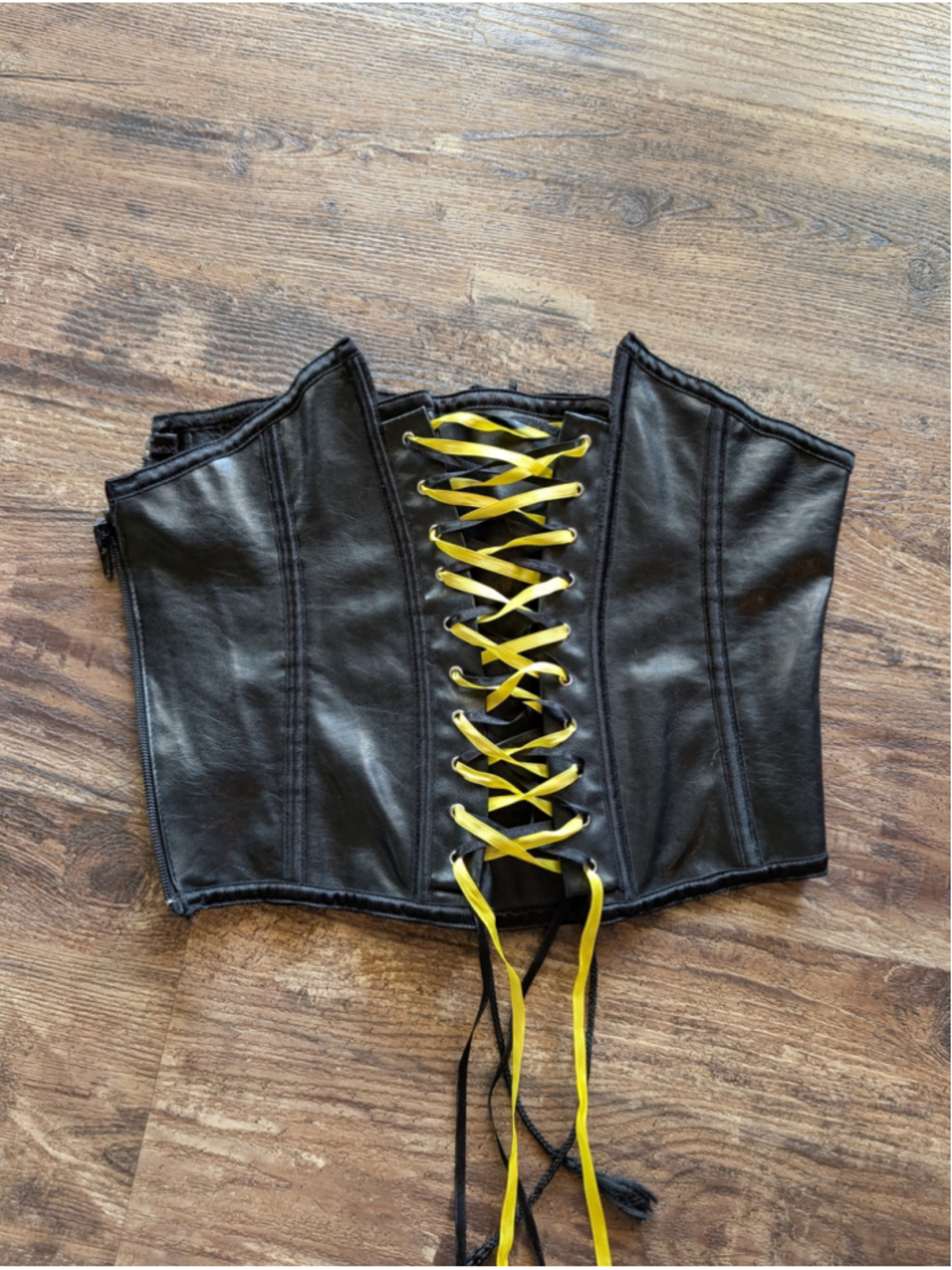 Faux Leather Zip Up Adjustable Costume Corset Size Medium